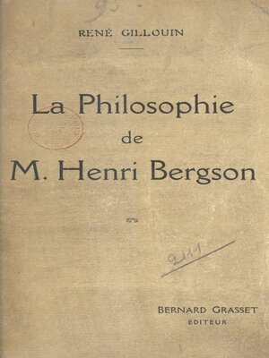 cover image of La philosophie de M. Henri Bergson